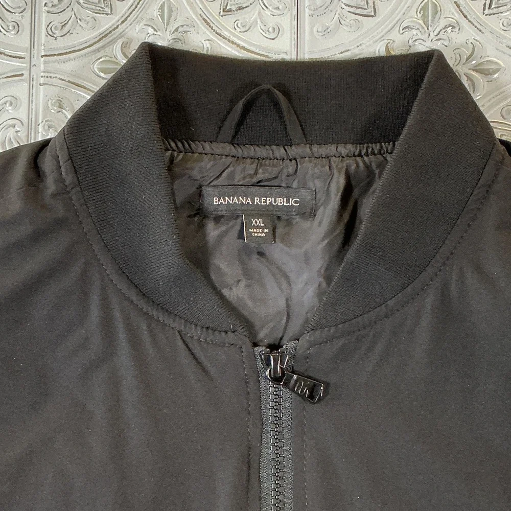 Banana Republic Men Black Full Zip Bomber Jacket Coat XXL Casual Minimalist Out